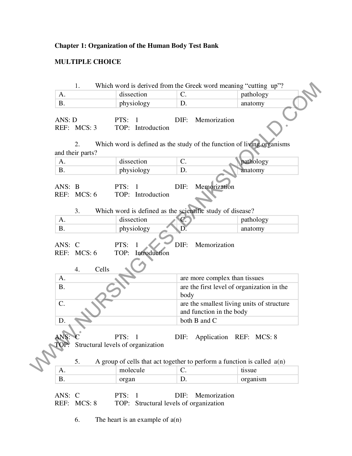 Preview image for Test bank Memmler’s The Human Body in Health and Disease 14th Edition Cohen Hull